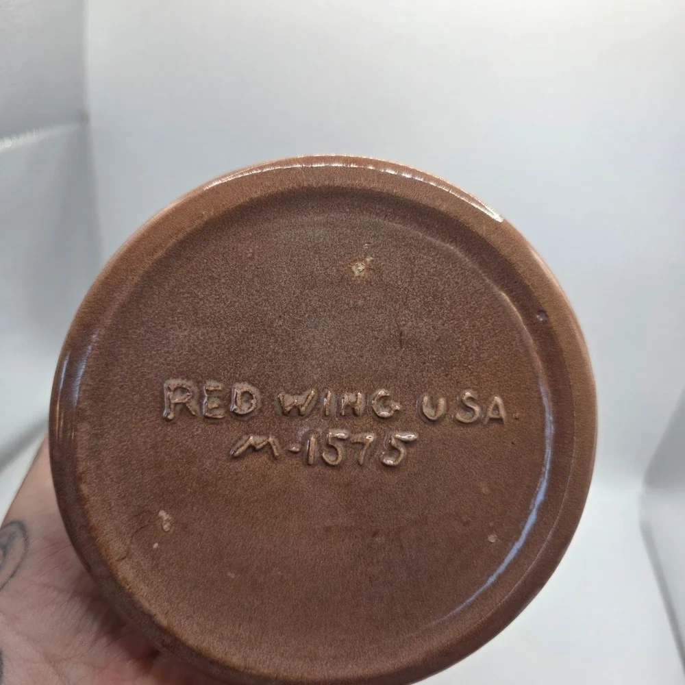 Vintage Red Wing Pottery M-1575 Brown Fleck Pedestal Vase USA MCM